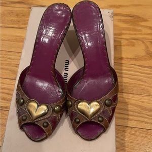 Miu Miu purple heart sandals